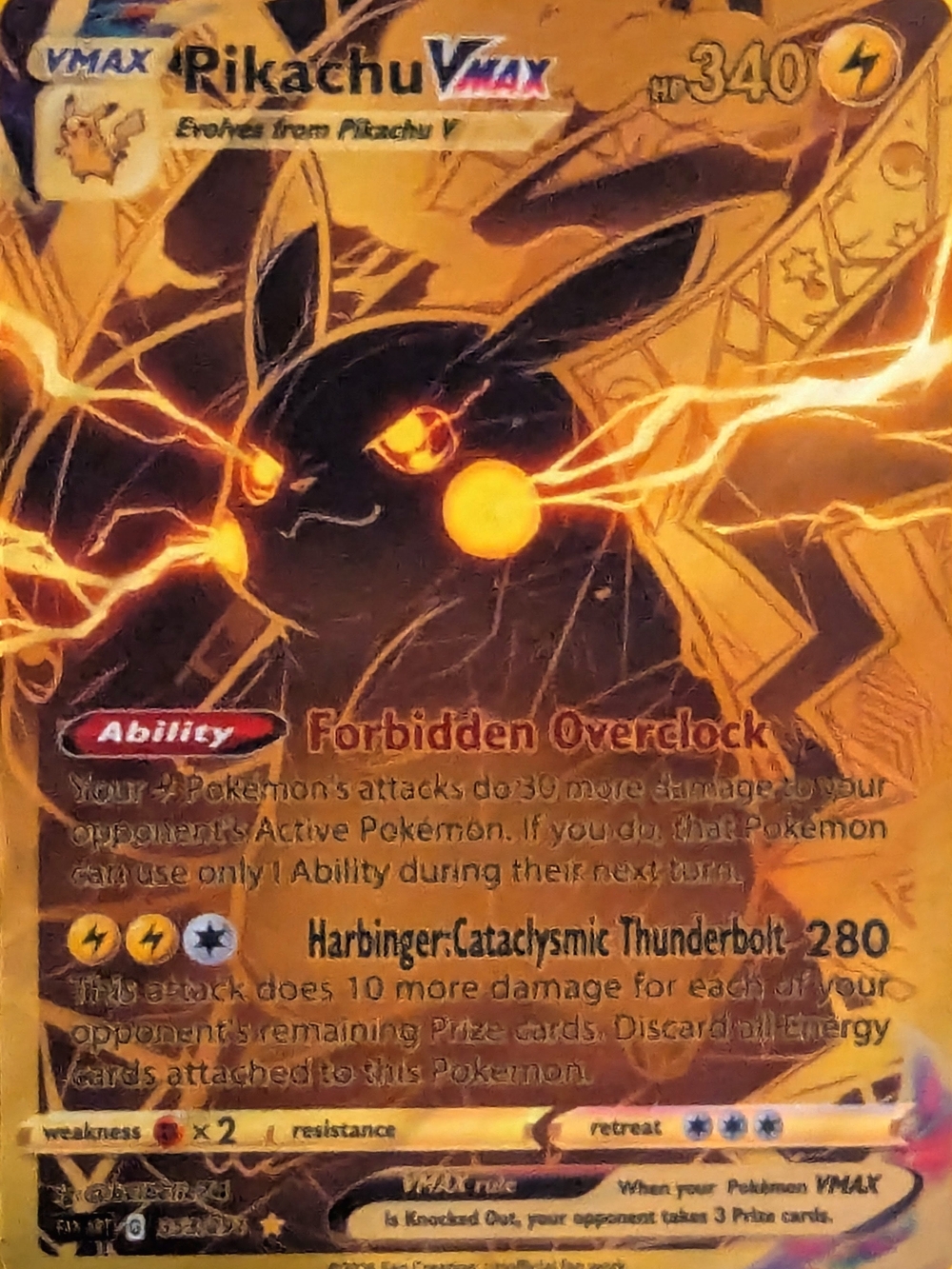 Pikachu VMAX Gold-Accented Collectible Card - Black & Gold